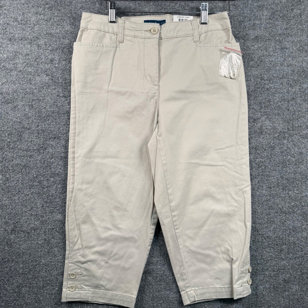 Karen Scott 6P Comfort Capri Pants Tummy Control Beige Stonewall‎ Spring Summer